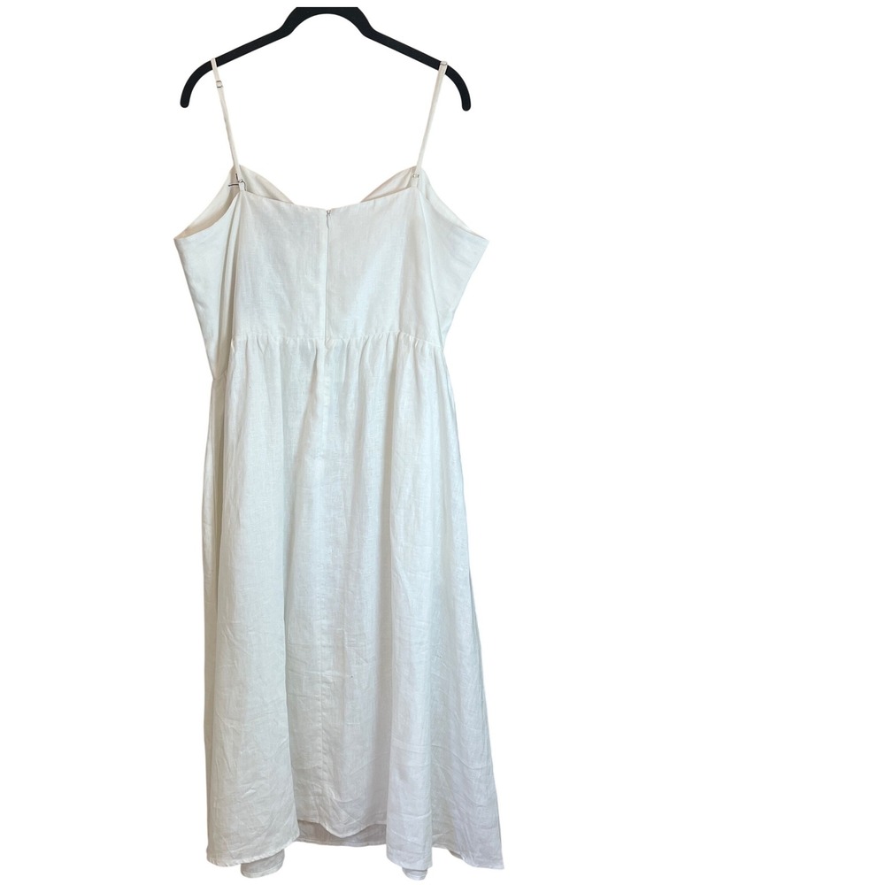 Reformation Serena Dress White Linen Lace Up Midi Sundress 16 NEW - Picture 3 of 7